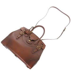 新品同様 ラルフローレン リッキー 33 レザー ブラウン ハンドバッグ 茶 0451【中古】RALPH LAUREN