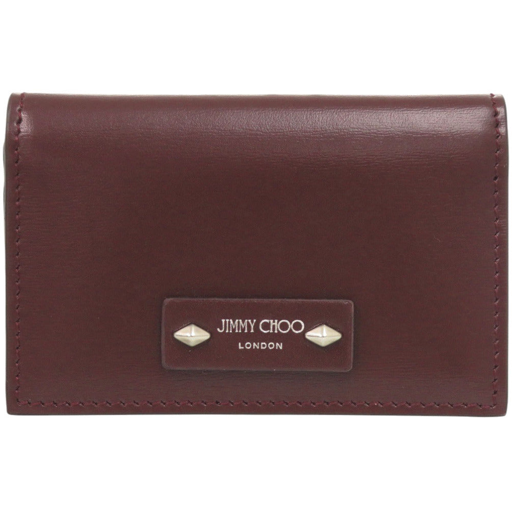 新品同様 ジミーチュウ レザー ボルドー カードケース 財布 赤 0455【中古】JIMMY CHOO