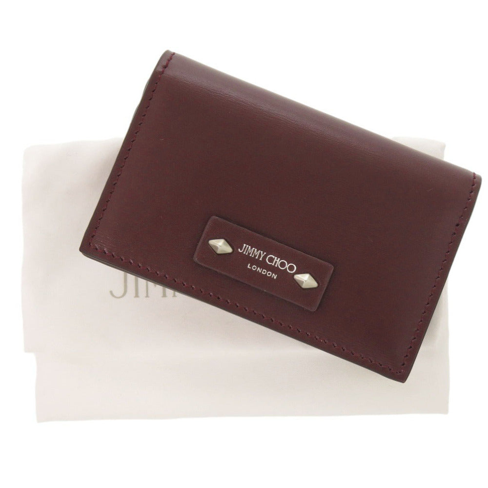 新品同様 ジミーチュウ レザー ボルドー カードケース 財布 赤 0455【中古】JIMMY CHOO