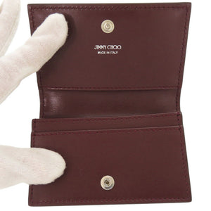 新品同様 ジミーチュウ レザー ボルドー カードケース 財布 赤 0455【中古】JIMMY CHOO