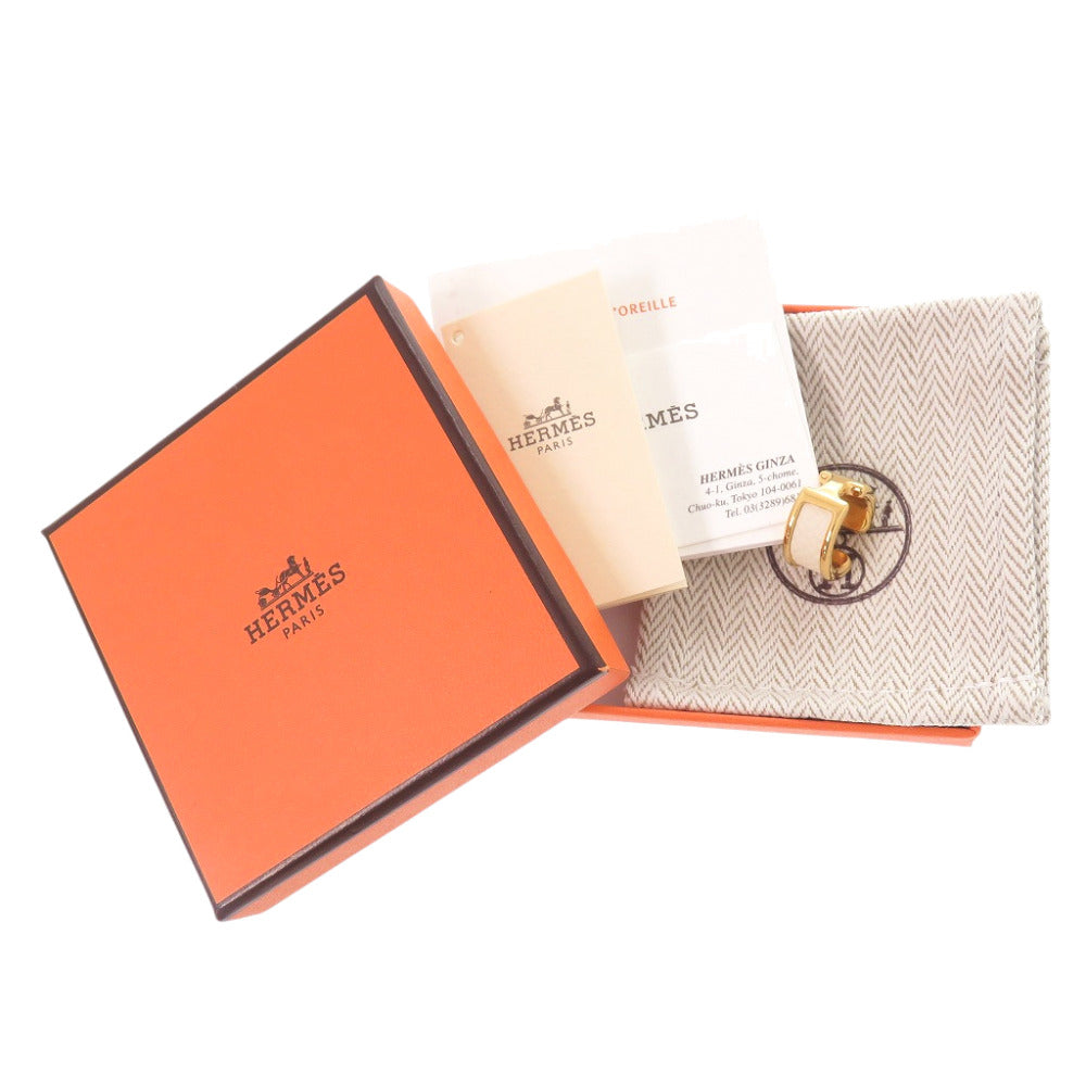 未使用品 エルメス オランプ PM Olympe PM レザー メッキ ホワイト ゴールド イヤーカフ 片耳用 白 金 0459【中古】HERMES