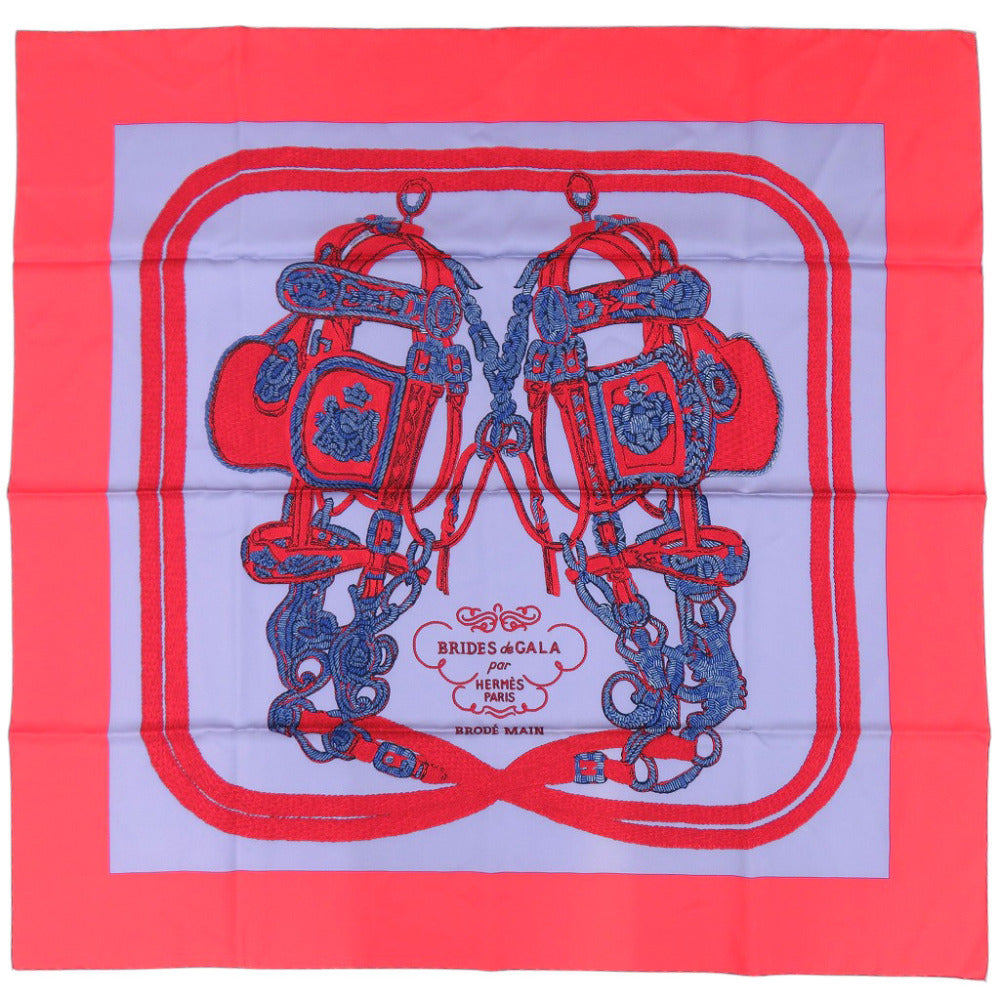新品同様 エルメス カレ90 BRIDES de GALA ブリッド ドゥ ガラ シルク レッド スカーフ 赤 0462【中古】HERMES