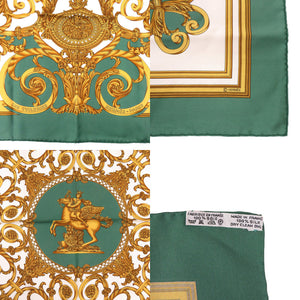 新品同様 エルメス カレ90LES TUILERIES チュイルリー公園 シルク グリーン スカーフ 緑 0462【中古】HERMES
