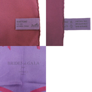 美品 エルメス カレ90 BRIDES de GALA ブリッド ドゥ ガラ シルク パープル スカーフ 紫 0462【中古】HERMES