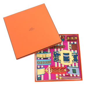 新品同様 エルメス カレ90 Collier de Chien コリエドシアン シルク マルチカラー スカーフ 0464【中古】HERMES