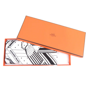 新品同様 エルメス カレ55 Sangles en Zigzag bandana 892685S 06 シルク ノワール スカーフ 黒 0465【中古】HERMES