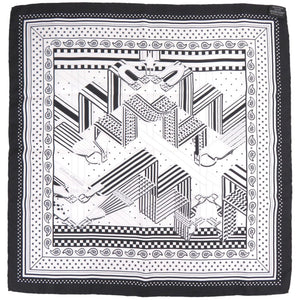 新品同様 エルメス カレ55 Sangles en Zigzag bandana 892685S 06 シルク ノワール スカーフ 黒 0465【中古】HERMES