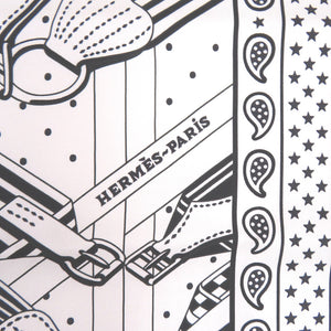 新品同様 エルメス カレ55 Sangles en Zigzag bandana 892685S 06 シルク ノワール スカーフ 黒 0465【中古】HERMES