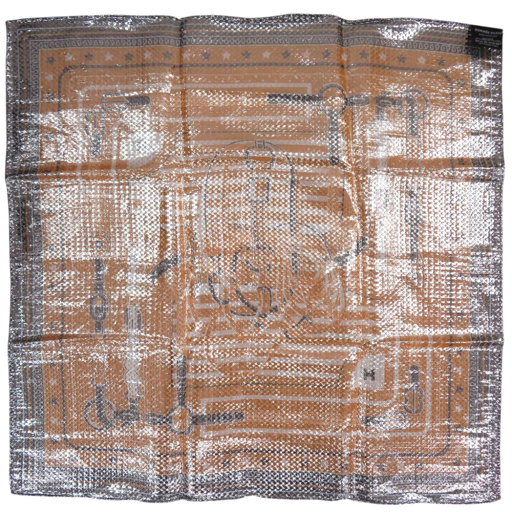 新品同様 エルメス カレ 55 BANDANA DISCO シルク メタリックファイバー オレンジ スカーフ 0465 【中古】 HERMES