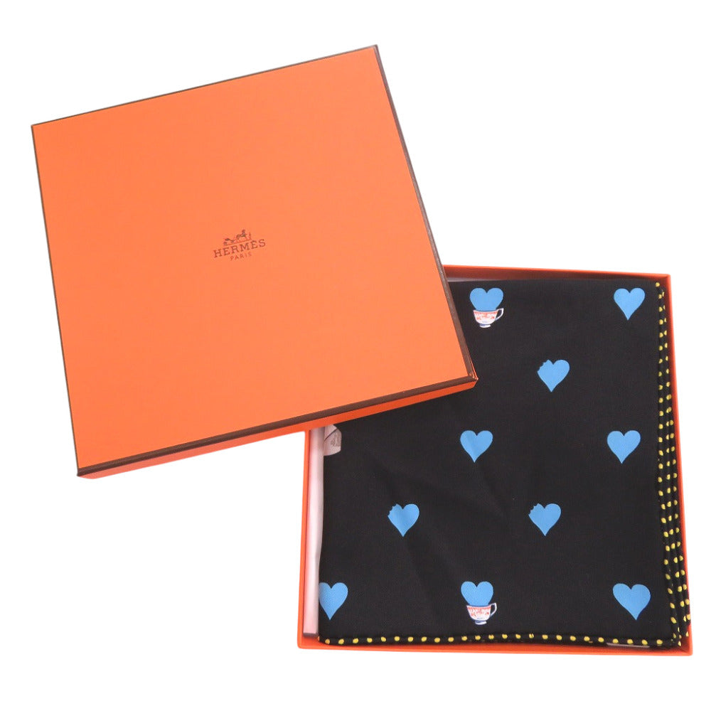 新品同様 エルメス カレ70 TEA TIME ティータイム シルク ブラック スカーフ 黒 0466【中古】HERMES