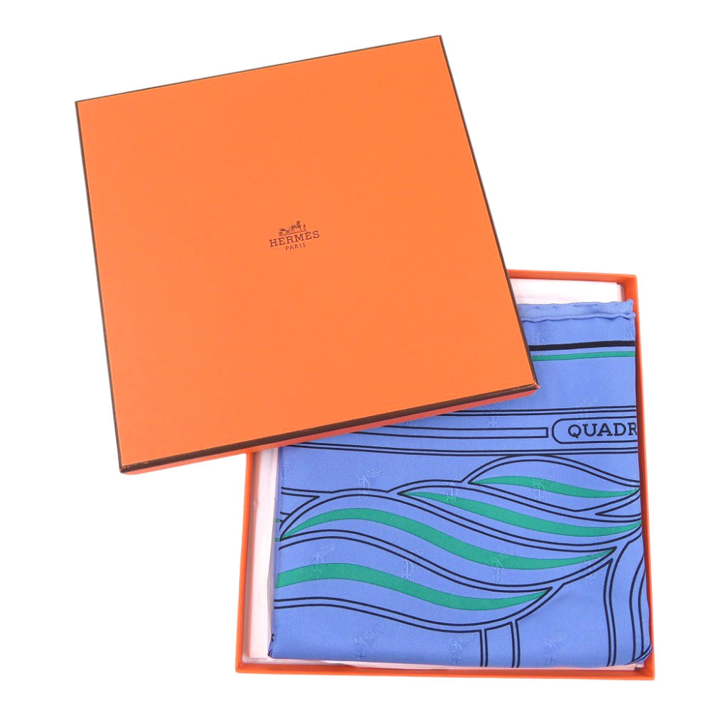 新品同様 エルメス カレ70 QUADRIGE カドリージュ シルク ブルー ストール 青 0466【中古】HERMES