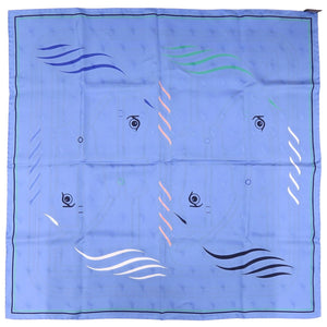 新品同様 エルメス カレ70 QUADRIGE カドリージュ シルク ブルー ストール 青 0466【中古】HERMES