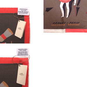 新品同様 エルメス カレ70 Illusion Exquise 華麗なるイリュージョン シルク ブラウン スカーフ 0466 【中古】 HERMES