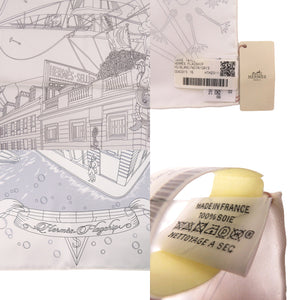 新品同様 エルメス カレ90 エルメス フラッグシップ Hermes Flagship 004091S 16 シルク ブラン ブラック スカーフ 0467 【中古】 HERMES
