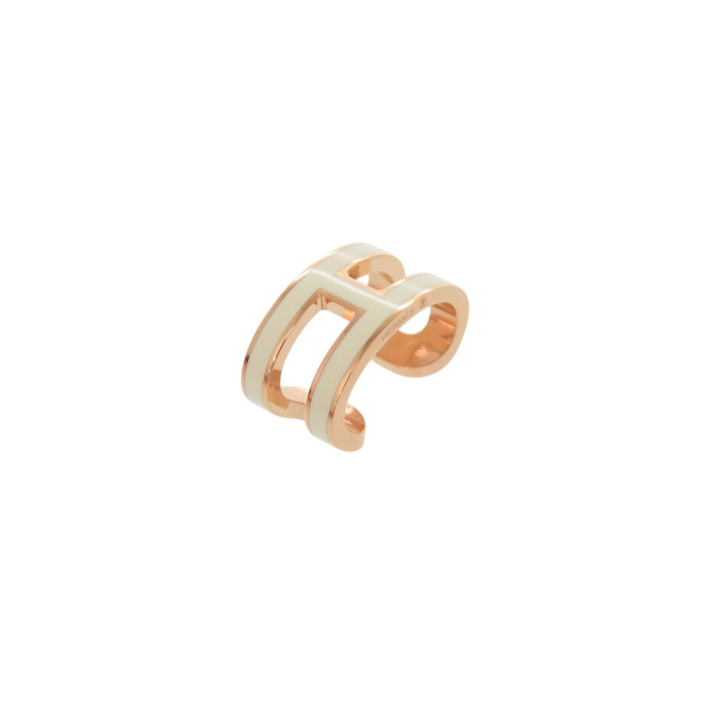 新品同様 エルメス ポップアッシュ ホワイト ローズゴールド金具 イヤーカフ アクセサリー 白 0474 【中古】 HERMES