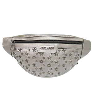 ジミーチュウ スタースタッズ ウエストバッグ レザー シルバー ボディバッグ 0485【中古】JIMMY CHOO