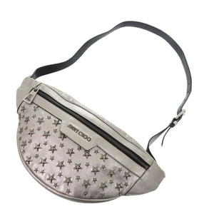 ジミーチュウ スタースタッズ ウエストバッグ レザー シルバー ボディバッグ 0485【中古】JIMMY CHOO