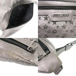 ジミーチュウ スタースタッズ ウエストバッグ レザー シルバー ボディバッグ 0485【中古】JIMMY CHOO