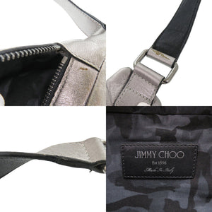 ジミーチュウ スタースタッズ ウエストバッグ レザー シルバー ボディバッグ 0485【中古】JIMMY CHOO