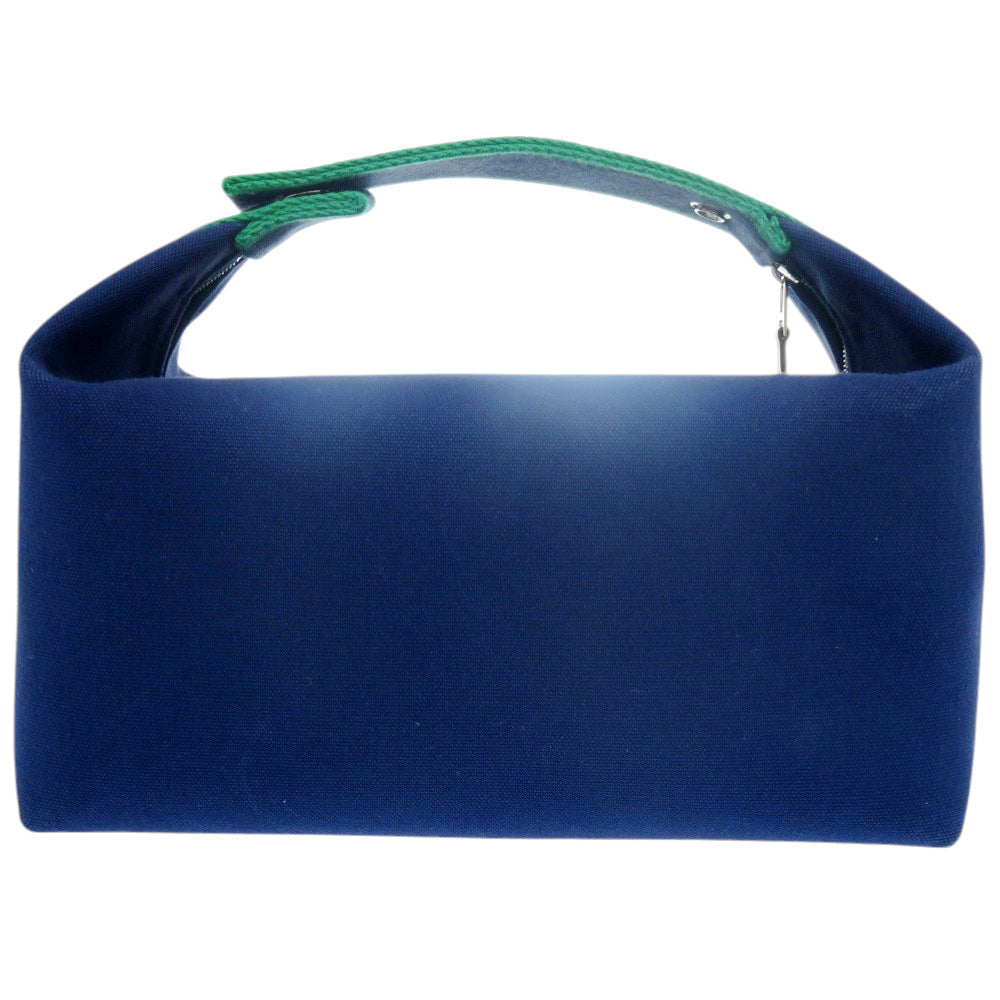 新品同様 エルメス ブリッド ア ブラック PM コットンキャンバス ネイビー ハンドバッグ 紺 0488【中古】HERMES