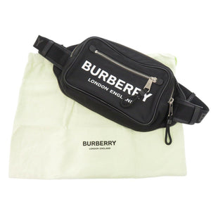 美品 バーバリー ロゴ ブラック ボディバッグ ウエストバッグ 黒 0491【中古】BURBERRY メンズ