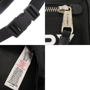 美品 バーバリー ロゴ ブラック ボディバッグ ウエストバッグ 黒 0491【中古】BURBERRY メンズ