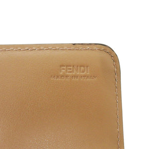 新品同様 フェンディ チェーンウォレット スタッズ 8M0365 レザー ブラウン 長財布 茶 0492【中古】FENDI