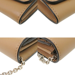 新品同様 フェンディ チェーンウォレット スタッズ 8M0365 レザー ブラウン 長財布 茶 0492【中古】FENDI
