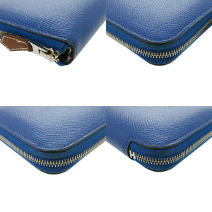 エルメス アザップ シルクイン コンパクト ヴォーエプソン/シルク ブルーフランス/ブルーサフィール シルバー金具 Z刻印(2021年製) コインケース 財布 0501【中古】HERMES