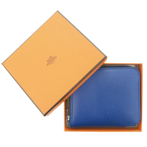 エルメス アザップ シルクイン コンパクト ヴォーエプソン/シルク ブルーフランス/ブルーサフィール シルバー金具 Z刻印(2021年製) コインケース 財布 0501【中古】HERMES
