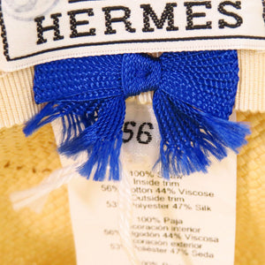 美品 エルメス 麦わら帽子 ストローハット ストロー/コットン ベージュ 0503【中古】HERMES