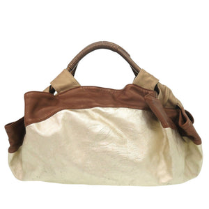 ロエベ ナッパアイレ レザー ゴールド ブラウン ハンドバッグ 0506【中古】LOEWE