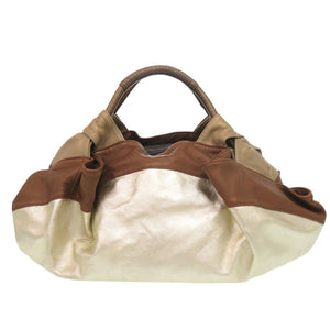 ロエベ ナッパアイレ レザー ゴールド ブラウン ハンドバッグ 0506【中古】LOEWE