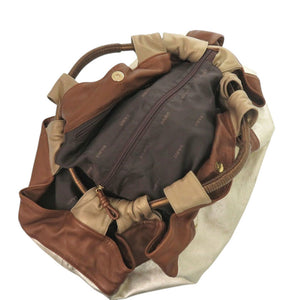ロエベ ナッパアイレ レザー ゴールド ブラウン ハンドバッグ 0506【中古】LOEWE
