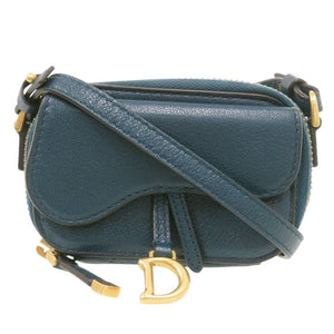 ディオール ミニ サドル 43 MA 0261 レザー ブルー ショルダーバッグ 青 0512【中古】Dior