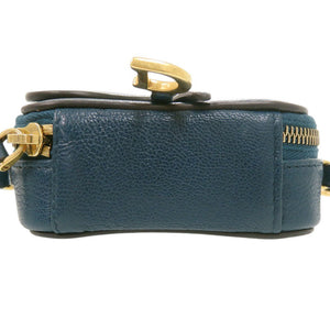 ディオール ミニ サドル 43 MA 0261 レザー ブルー ショルダーバッグ 青 0512【中古】Dior