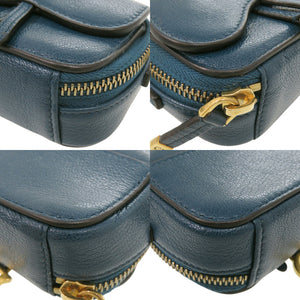 ディオール ミニ サドル 43 MA 0261 レザー ブルー ショルダーバッグ 青 0512【中古】Dior