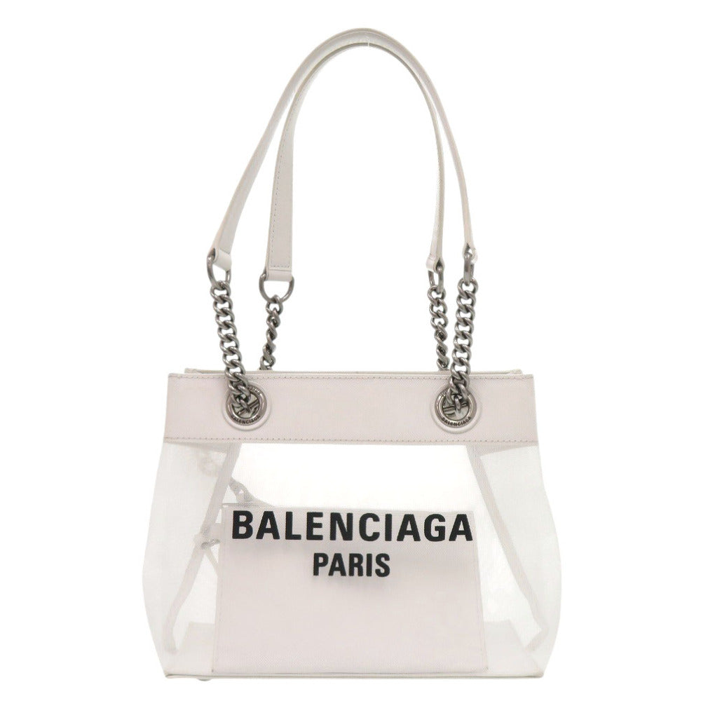 バレンシアガ デューティーフリー 741603 メッシュ レザー ホワイト トートバッグ 白 0515【中古】BALENCIAGA