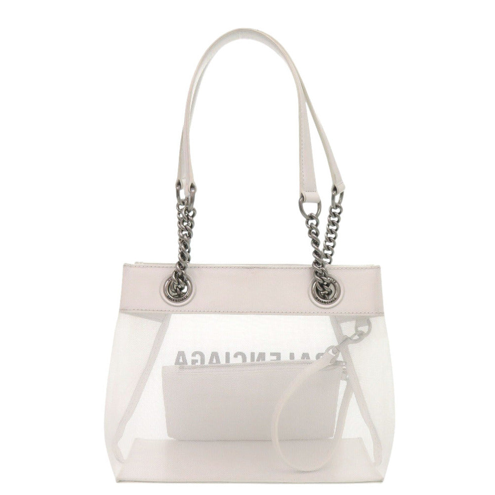 バレンシアガ デューティーフリー 741603 メッシュ レザー ホワイト トートバッグ 白 0515【中古】BALENCIAGA
