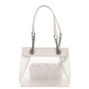 バレンシアガ デューティーフリー 741603 メッシュ レザー ホワイト トートバッグ 白 0515【中古】BALENCIAGA