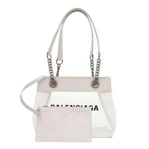 バレンシアガ デューティーフリー 741603 メッシュ レザー ホワイト トートバッグ 白 0515【中古】BALENCIAGA