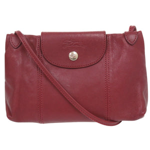 美品 ロンシャン ル プリアージュ レザー ショルダーバッグ ボルドー 0518【中古】Longchamp
