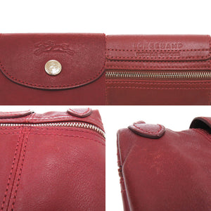 美品 ロンシャン ル プリアージュ レザー ショルダーバッグ ボルドー 0518【中古】Longchamp