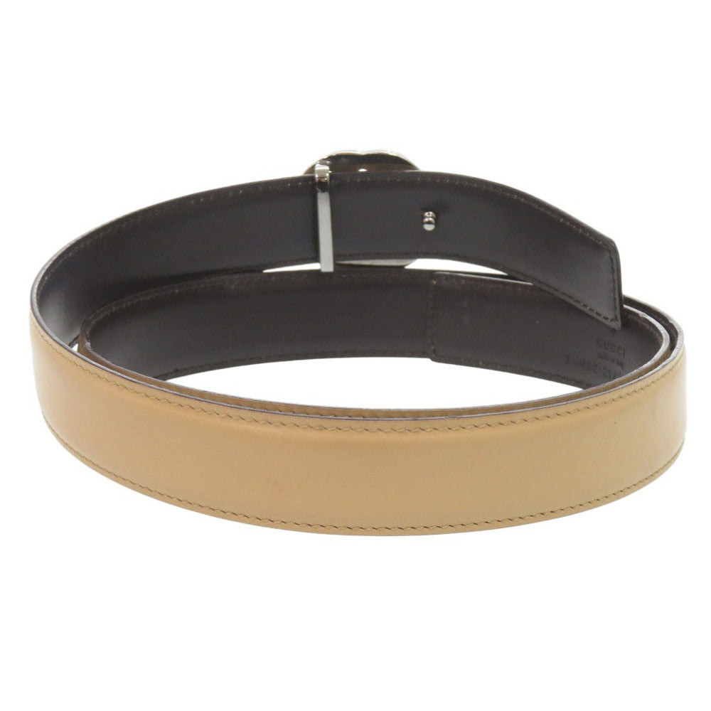 美品 グッチ インターロッキングG レザー ベージュ ベルト 0521【中古】GUCCI