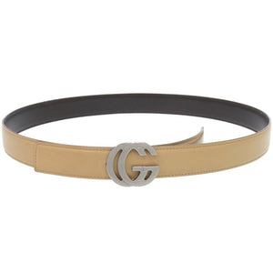美品 グッチ インターロッキングG レザー ベージュ ベルト 0521【中古】GUCCI