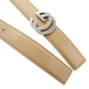 美品 グッチ インターロッキングG レザー ベージュ ベルト 0521【中古】GUCCI
