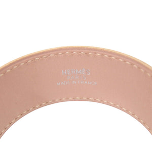 美品 エルメス アルミテミス レザー メタル ピンクベージュ シルバー金具 F刻印 ブレスレット 0528【中古】HERMES