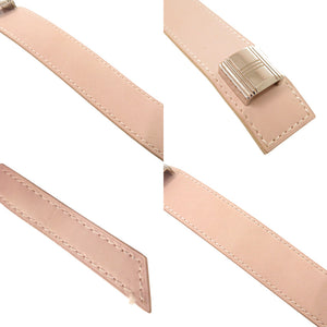 美品 エルメス アルミテミス レザー メタル ピンクベージュ シルバー金具 F刻印 ブレスレット 0528【中古】HERMES