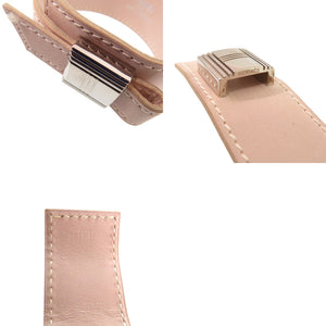 美品 エルメス アルミテミス レザー メタル ピンクベージュ シルバー金具 F刻印 ブレスレット 0528【中古】HERMES
