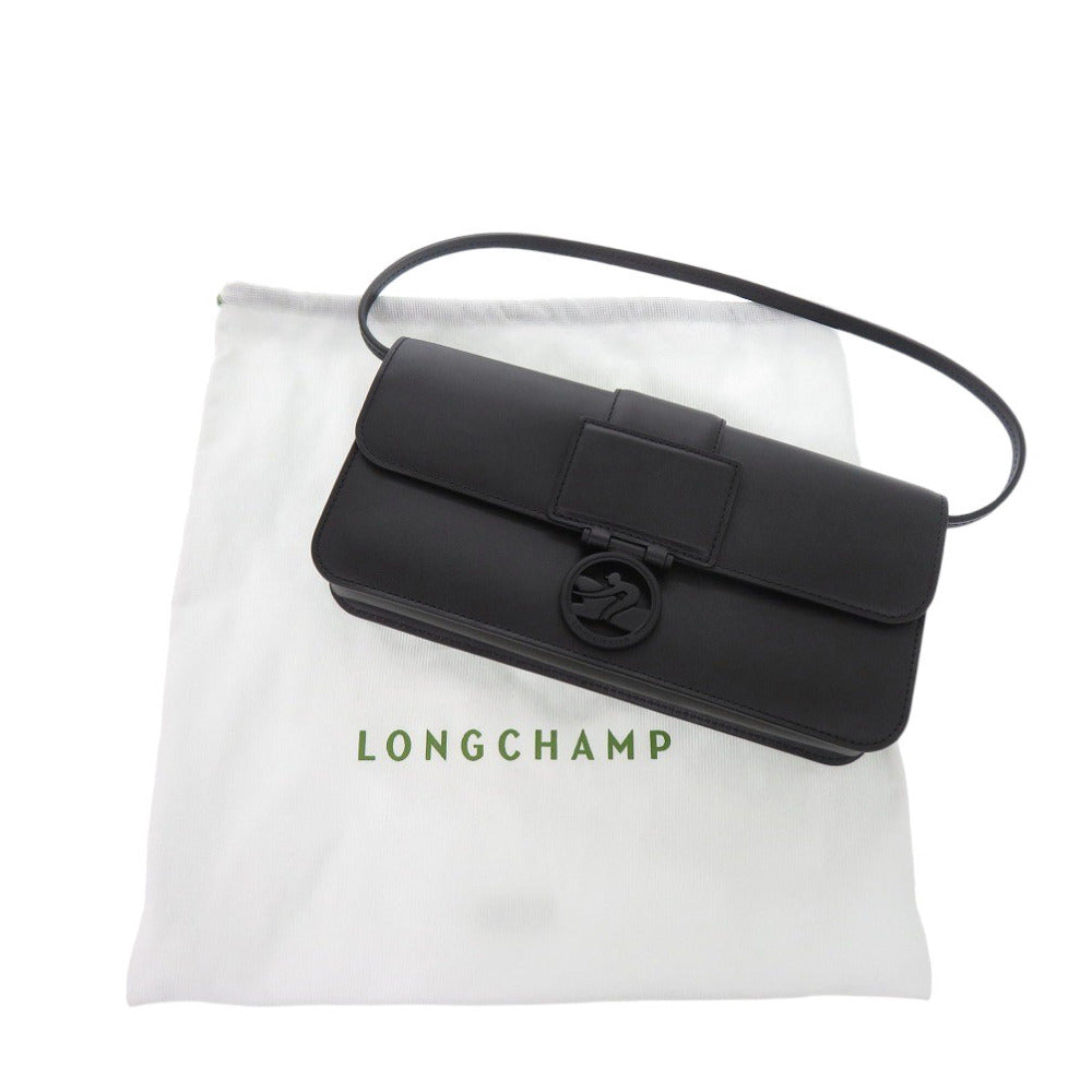 新品同様 ロンシャン ボックストロット ワンショルダーバッグ レザー ブラック ハンドバッグ 黒 0536【中古】Longchamp
